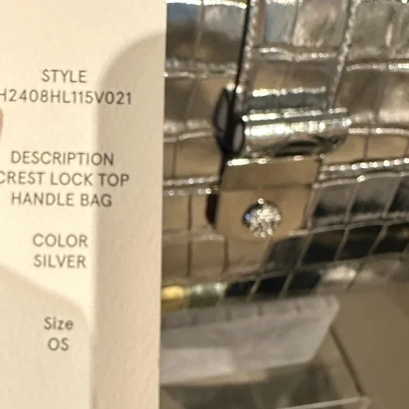 Veronica Beard Silver Croc-Embossed Handbag - Picture 4 of 4